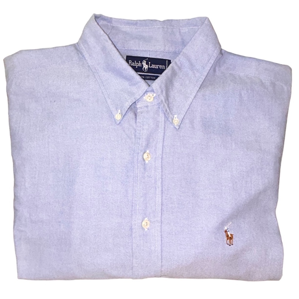Ralph Lauren Classic Fit Long Sleeve Button Down Chambray 17.5 / 34 Pony Logo
